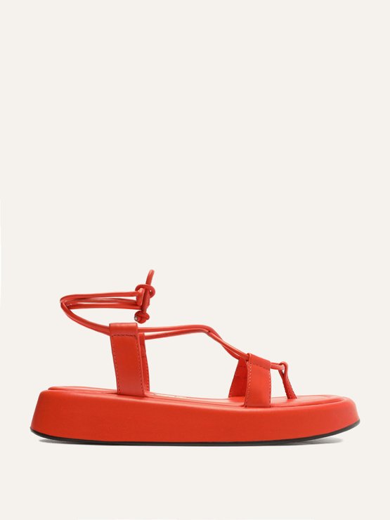 Sandália Flatform Tiras Vermelha